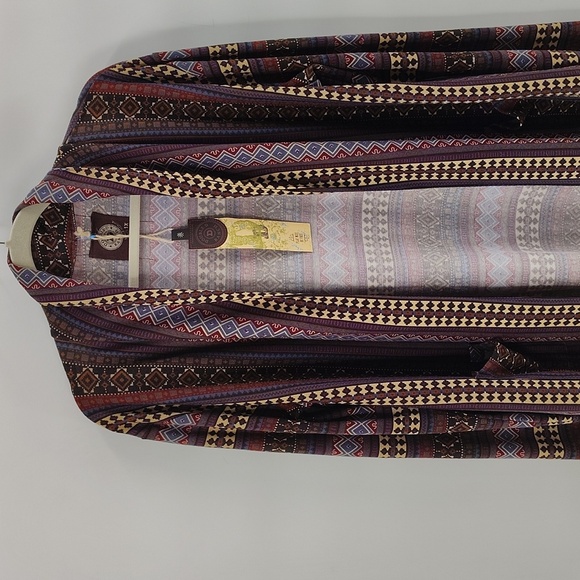 Double D Ranch Open Front Shawl Cardigan Size 1X Multi Autumn Fall Colors - Picture 2 of 11